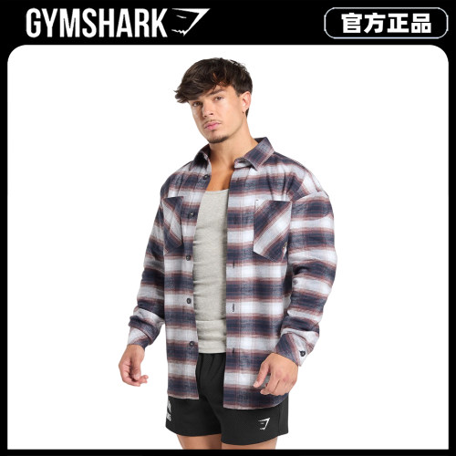 Gymshark Flannel法兰绒衬衫宽松大码翻领休闲健身外搭长袖衬衣男