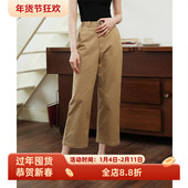 直筒裤 徐莫西 子 九分裤 女小个子休闲裤 韩版 卡其色高腰宽松阔腿裤