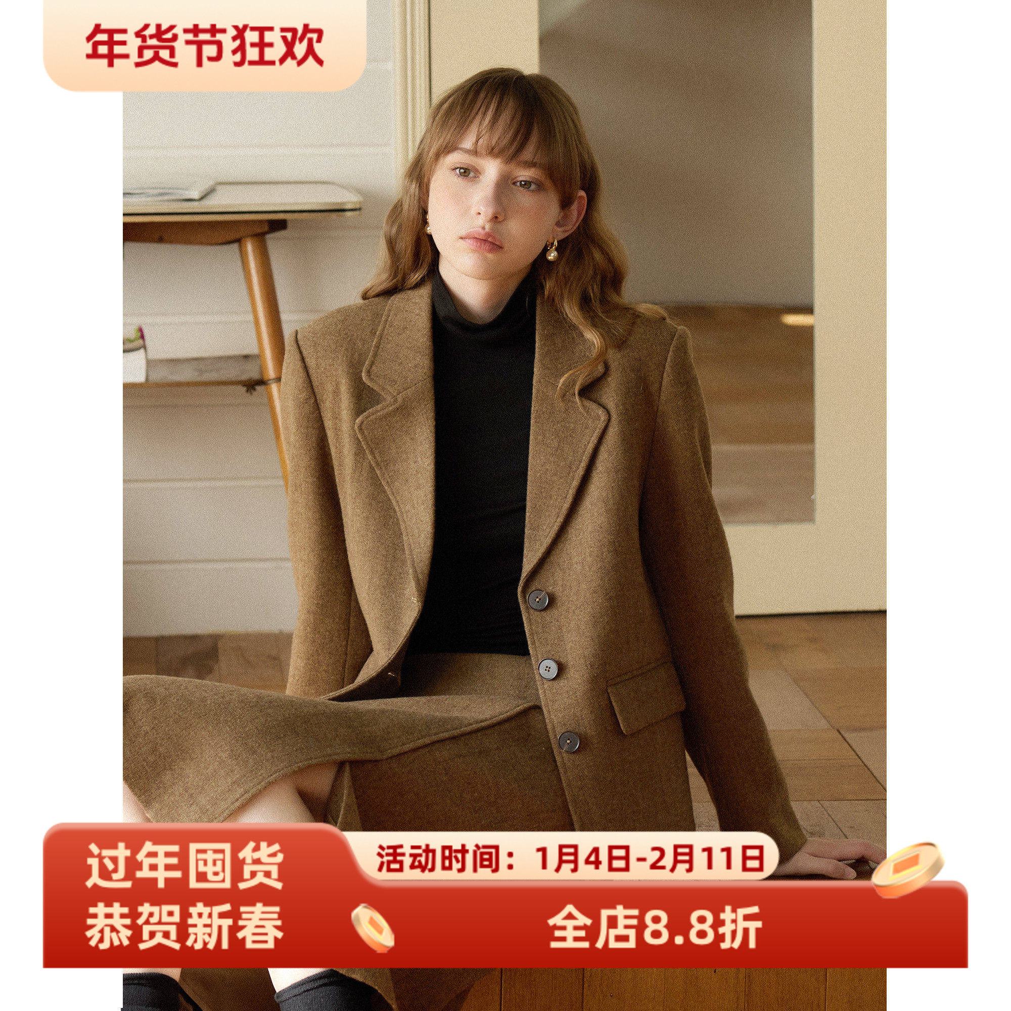 英伦复古风宽松短款羊毛毛呢西装外套女秋冬季新款呢子通勤小个子,女装/女士精品,西装,淘宝优惠券,粉丝福利购,淘宝优惠卷