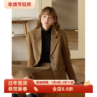 英伦复古风宽松短款羊毛毛呢西装外套女秋冬季新款呢子通勤小个子