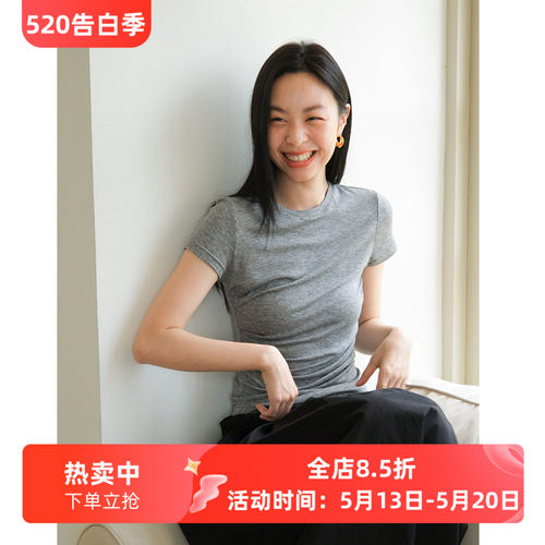 圆领天丝羊毛短袖上衣T恤女夏