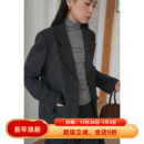 通勤小个子 外套女呢子秋冬款 英伦复古风灰色宽松短款 羊毛毛呢西装