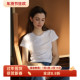 T恤女夏款 纯白色仿亚麻质感微透薄款 微宽松正肩圆领短袖 百搭上衣