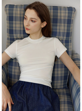 白色经典款冰爽糯感天丝高弹显瘦包肩短袖T恤女夏款休闲百搭上衣