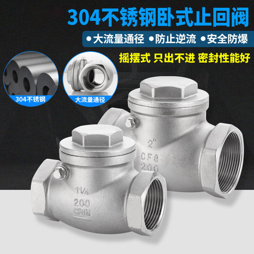 不锈钢丝口旋启式止回阀逆止阀单向阀管道卧式止逆阀H14W-16P 4分 - 封面