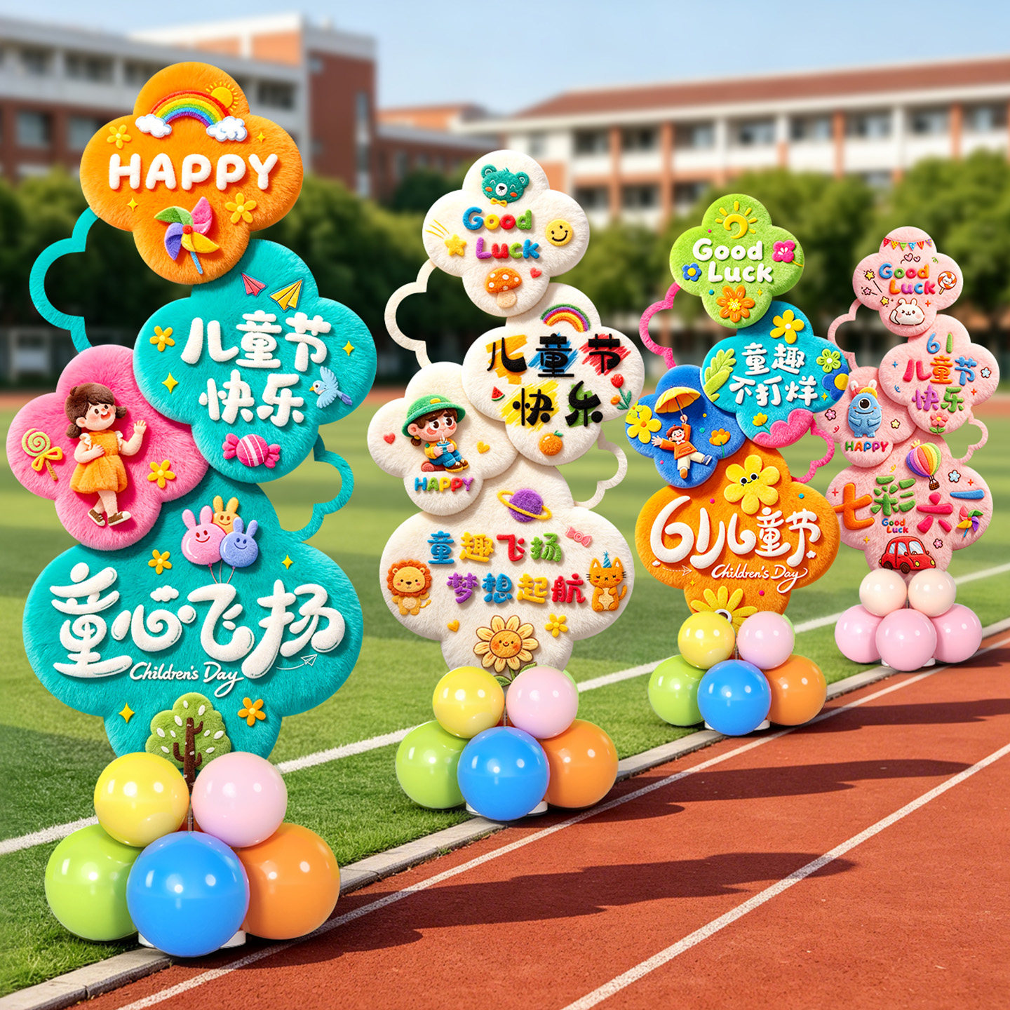 六一儿童节装饰立柱气球幼儿园学校活动氛围场景布置拍照路引摆件