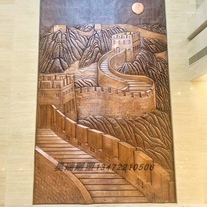 铜板浮雕壁画背景墙装饰手工锻造图片
