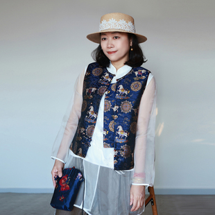 高端品 名家钱小萍织金宋锦 马上有钱 百搭显贵气 新中式马甲