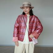 显白非遗真丝蜀锦茶纤维对花新中式 巨好看 朱锦缠枝