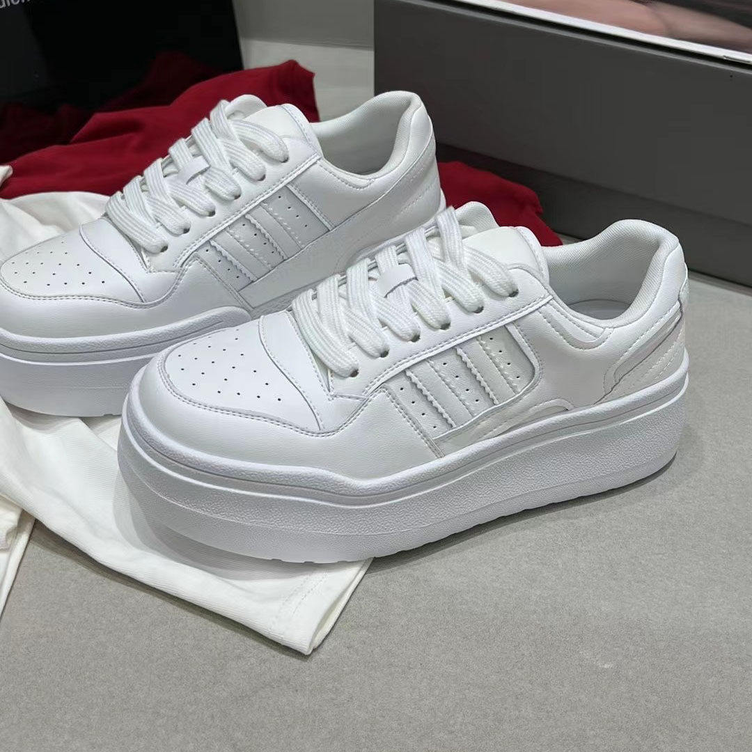 芭幕秀2026春季新款休闲板鞋女百搭厚底时尚系带显小学院风小白鞋,女鞋,休闲板鞋,淘宝优惠券,粉丝福利购,淘宝优惠卷