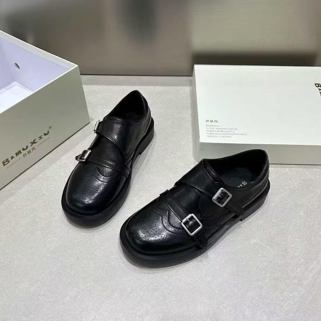 芭幕秀单鞋2026春季新款女士平底布洛克雕花英伦压花魔术贴乐福鞋,女鞋,牛津鞋/布洛克鞋/德比鞋,淘宝优惠券,粉丝福利购,淘宝优惠卷