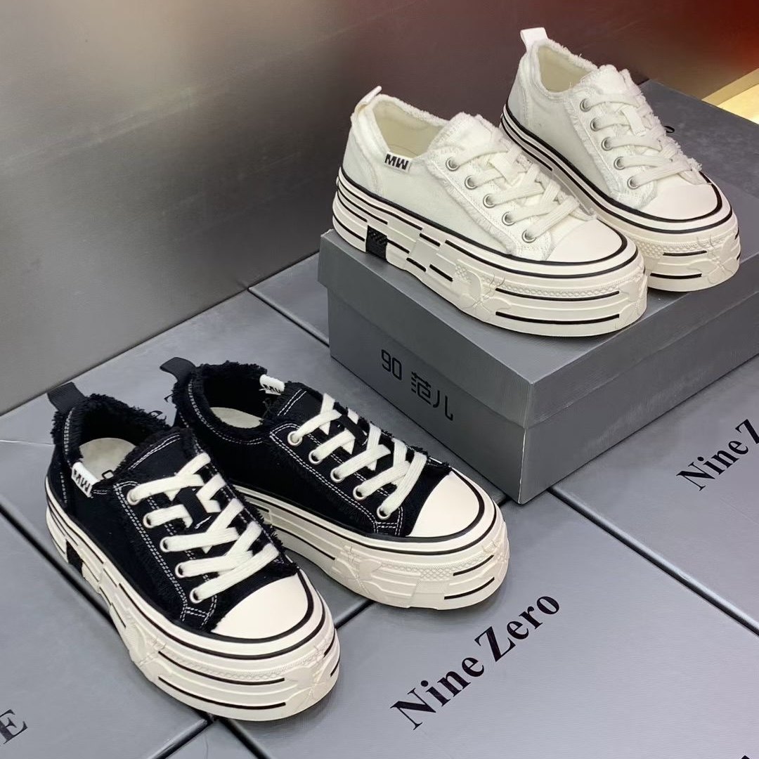 欧货女鞋2026新款学院风帆布鞋厚底增高休闲板鞋百搭运动鞋乞丐鞋,女鞋,休闲板鞋,淘宝优惠券,粉丝福利购,淘宝优惠卷