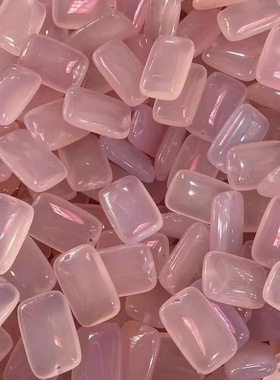 冰种粉色玉髓玛瑙小方牌吊坠 小号无事牌挂件 玉坠