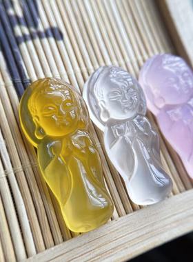 天然高冰情侣玉髓吊坠