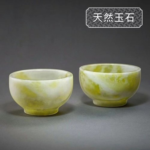 天然蓝田玉茶杯直筒玉杯子玉石杯单杯主人杯茶具古风品茗杯家用