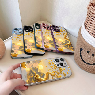 适用iphone16promax手机壳新品高级感苹果17Air发财树苹果15promax苹果13创意苹果16plus名媛14少女保护套