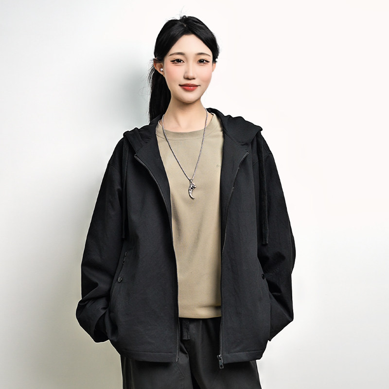 PANMAX/潘·麦克斯春季新款休闲宽松大码男生连帽简约外套夹克