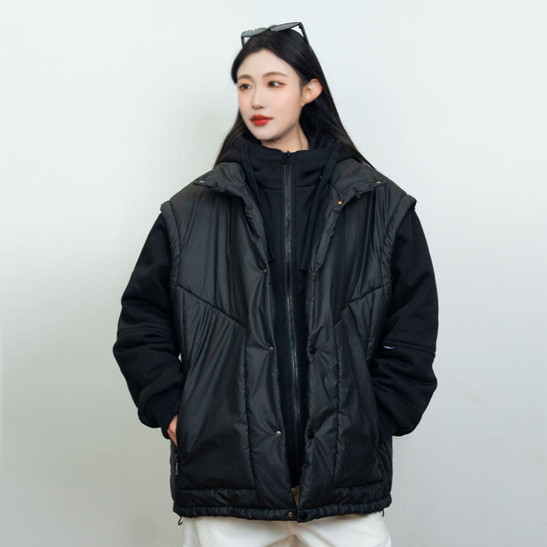 PANMAX/潘·麦克斯25年冬季大码男装潮流休闲宽松时尚假两件棉服