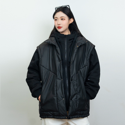 PANMAX/潘·麦克斯25年冬季大码男装潮流休闲宽松时尚假两件棉服