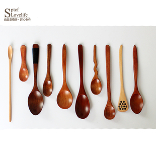 实木餐具木勺子调羹长柄咖啡勺汤勺饭勺茶勺蜂蜜勺 日式木质勺子