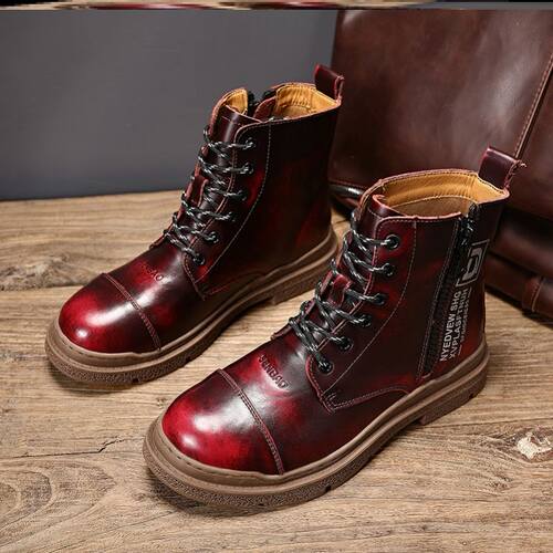 酒红擦色马丁靴价格 酒红擦色马丁靴图片 星期三