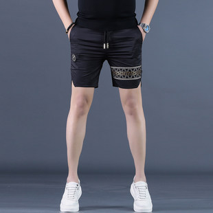 高端潮牌短裤男三分裤欧洲站男士超短中裤修身潮流矮个子五分裤男