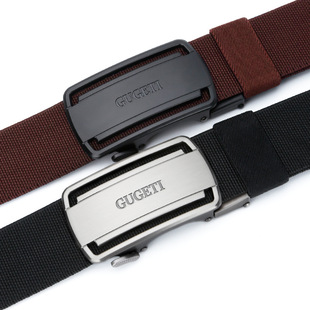 男士合金自动扣帆布腰带青年简约百搭透气弹力舒适古格缇