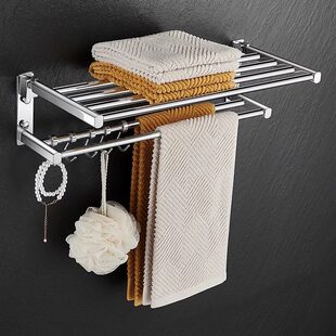 摩恩尔诚卫生间毛巾架浴室卫浴五金挂件轻奢全铜折叠浴巾架置物架