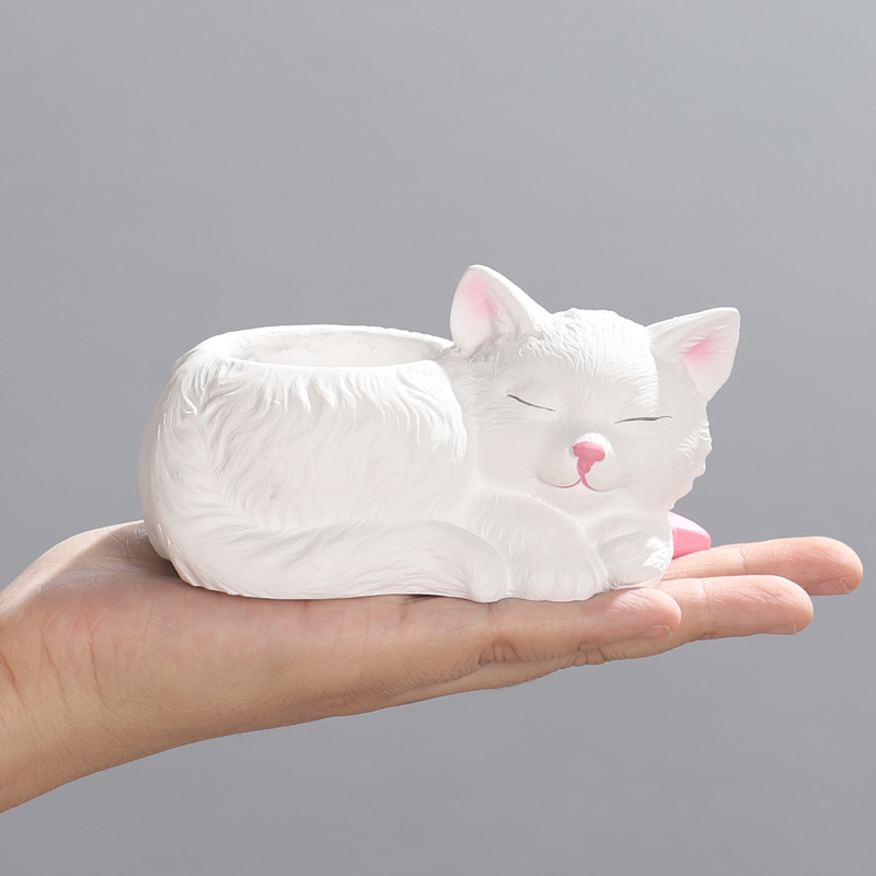 新品可爱猫咪花盆陶泥动物造型创意个性多肉绿植生石花迷你拇指盆