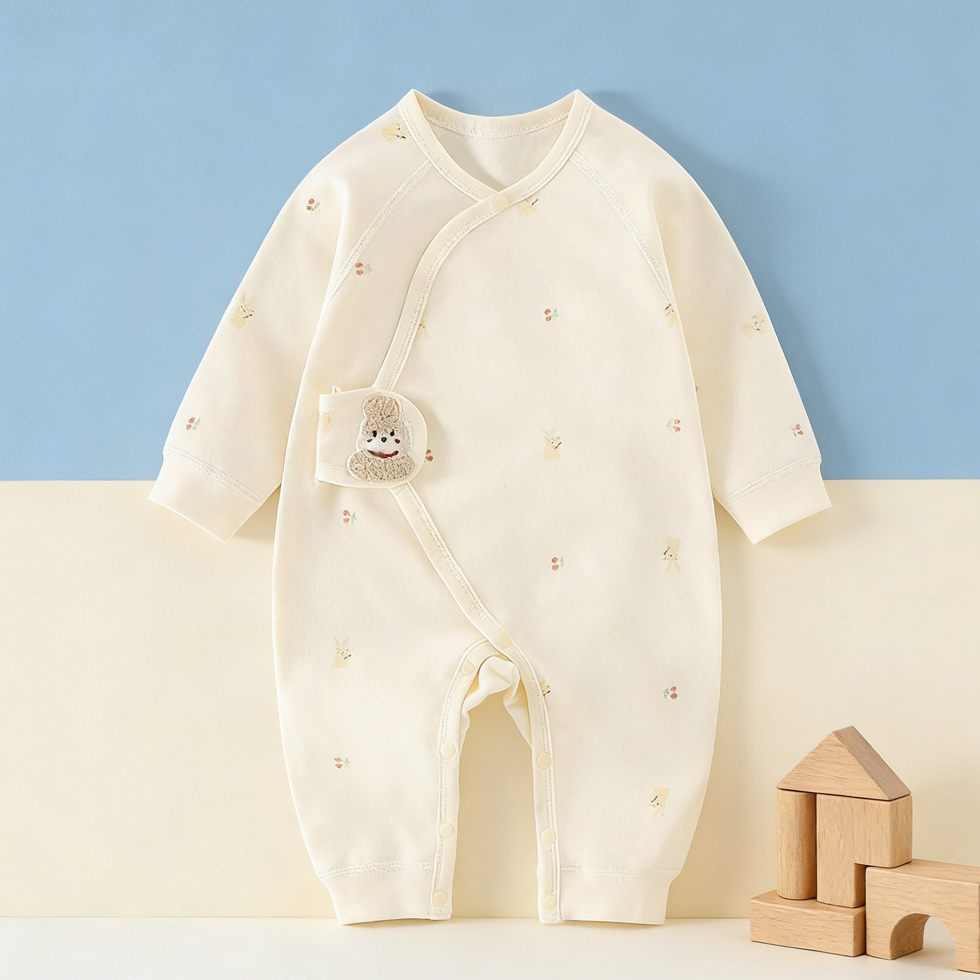 婴幼儿连体衣偏襟宝宝哈衣新生婴儿衣服爬服和尚服蝴蝶衣偏襟款