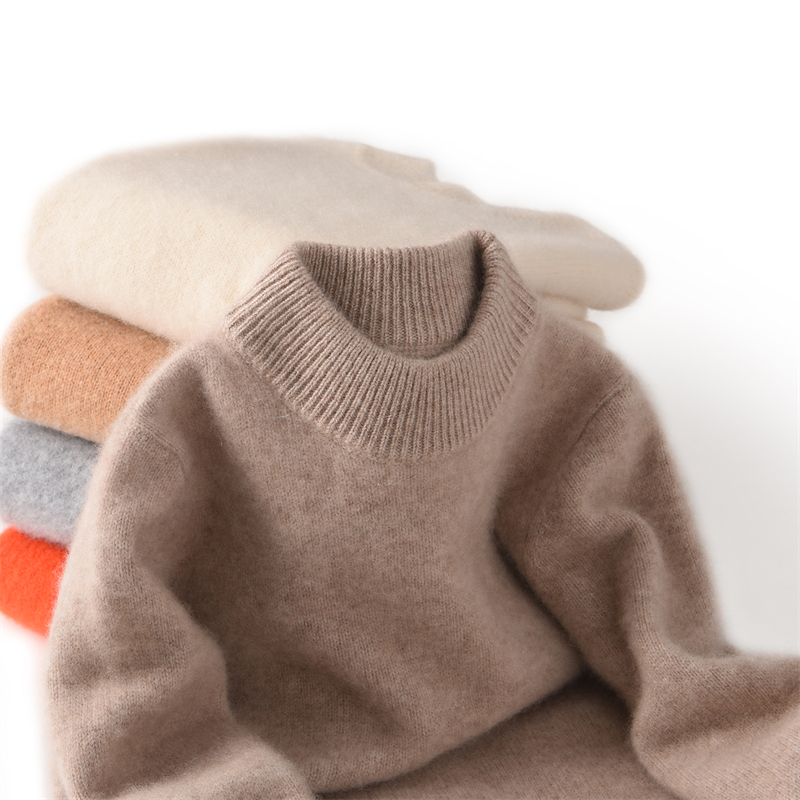 秋冬儿童半高领加厚纯羊毛衫
