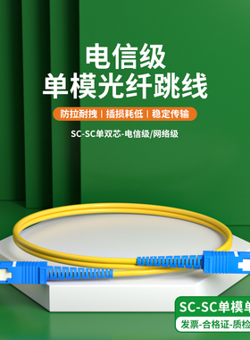 单模光纤跳线SC转SC单芯光纤跳线sc-sc尾纤延长线光纤线3米双芯跳纤5G机房方转方5/10/15/20/30m网络级电信级