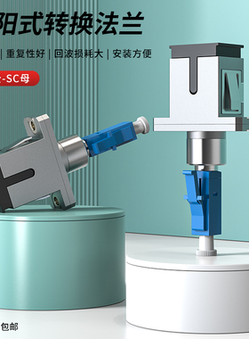 光纤耦合器LC公-SC母阴阳式LC转SC公母快速连接器转换法兰盘光衰减器对接器光纤适配器延长器转接头电信级