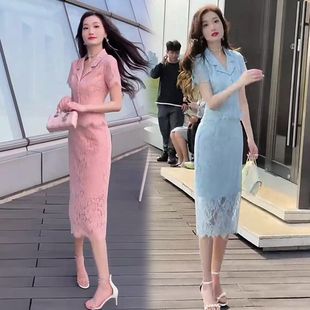 百搭外套显瘦半身裙气质两件套潮 简约时尚 蕾丝套装 女2025春季 新款