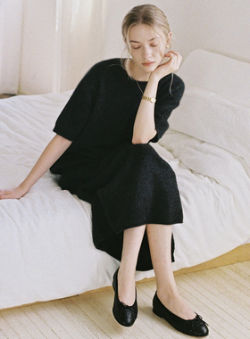 Into Fiction羊毛浣熊绒柔软宽松短袖针织衫毛绒毛衣垂感针织套装