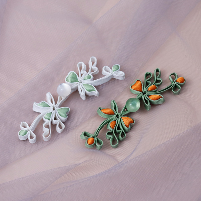 旗袍盘扣长尾凤蝶玉珠布扣中式手工扣子复古唐装民族服饰装饰纽扣