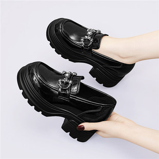 厚底增高小个子乐福鞋女款2026新款春季软底软皮舒适英伦风小皮鞋