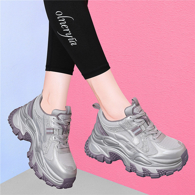 品牌鞋子女2026新款爆款春秋老爹鞋厚底增高8cm旅游运动休闲百搭