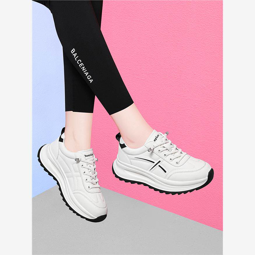 运动鞋小白鞋女2025春季新款百搭真皮厚底轻便防滑旅游休闲鞋