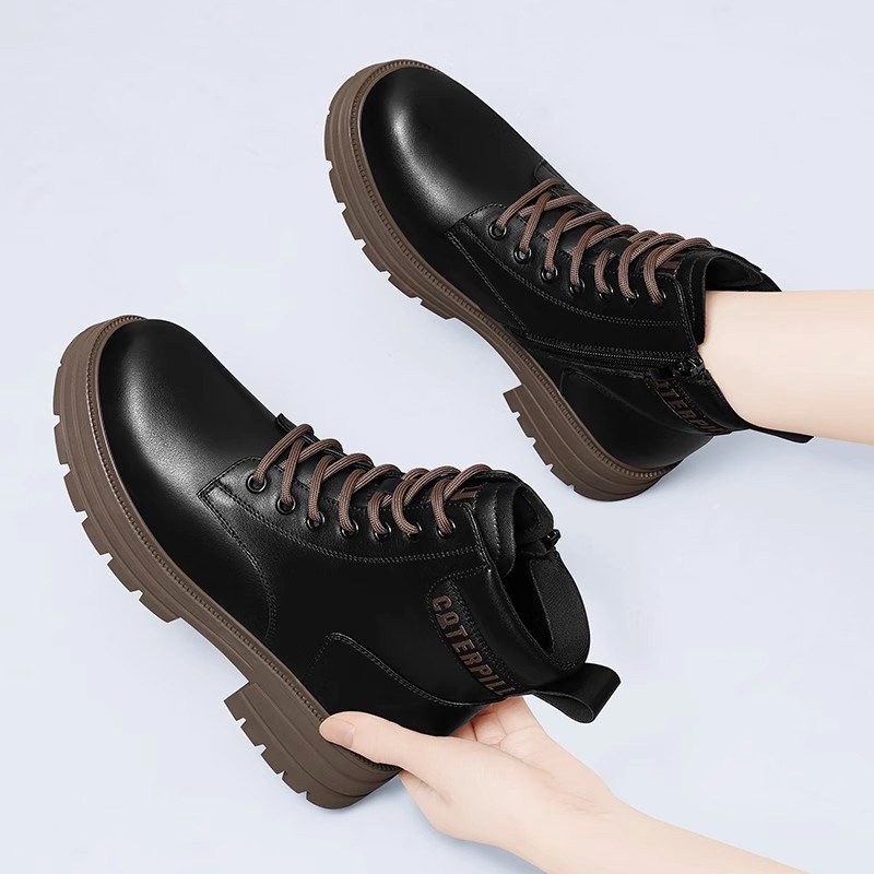 真皮显脚小马丁靴女款2024新款春秋百搭女鞋厚底百搭瘦瘦靴短靴子