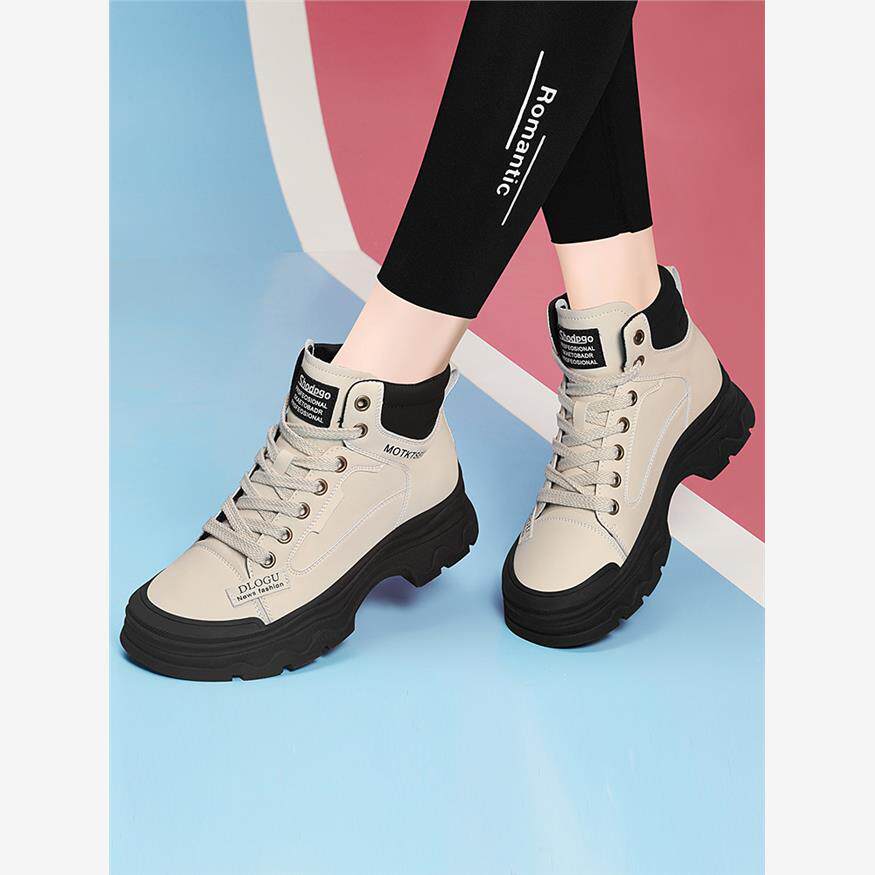 真皮多功能高帮运动和休闲鞋羊毛衬里短靴马丁鞋2025秋冬新款跑步