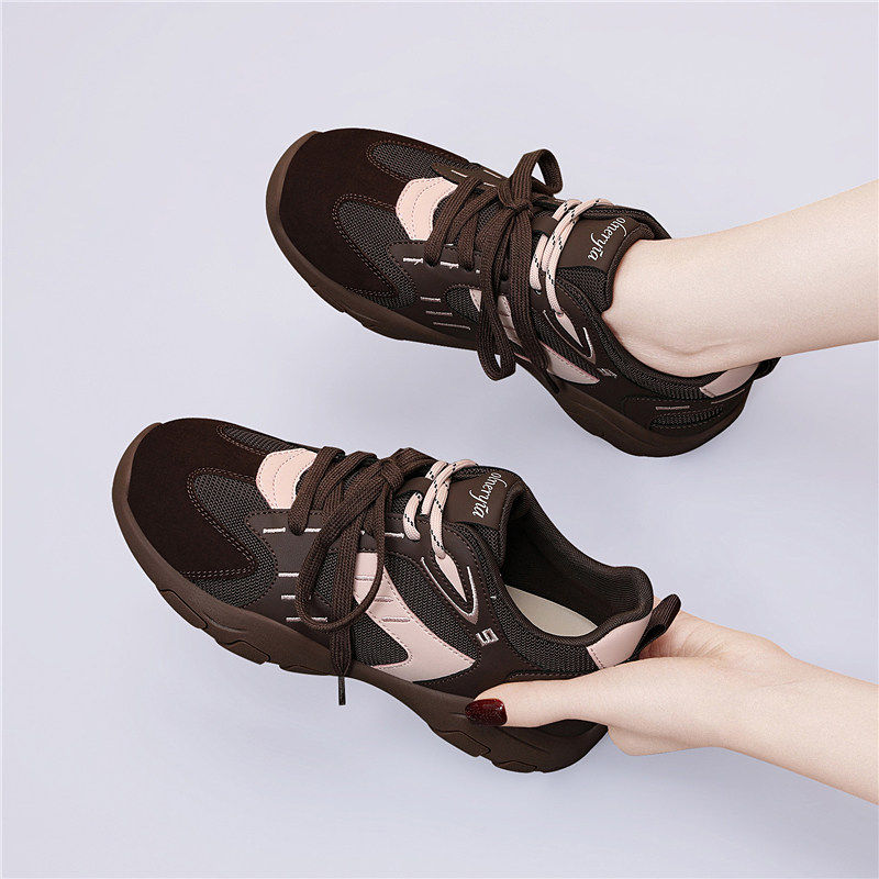 真皮德训鞋女款2026新款春季休闲运动鞋超轻便软底中年妈妈跑步鞋