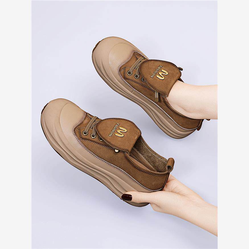 品牌头层牛皮德训鞋女2025新款爆款春秋厚底运动休闲老爹鞋子百搭