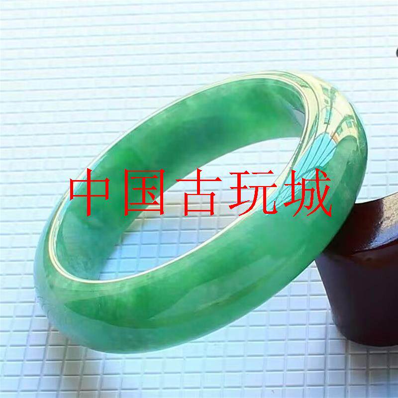 精品缅甸翡翠色手镯冰糯种满色阳绿高冰透飘花细腻水润玉镯子女款
