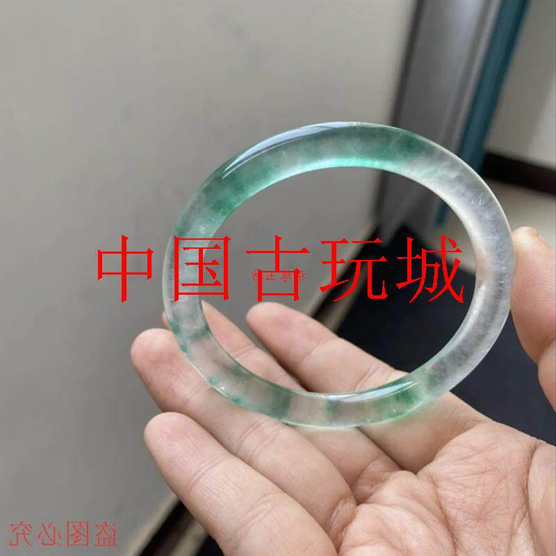 缅甸精选翡翠色手镯圆条飘花女款玉镯子叮当独龙玉冰种送人送礼物