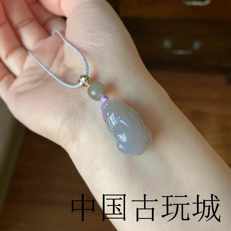 和田玉貔貅吊坠烟紫霸王皮丘招财挂件青白玉佩牌子立体精雕玉坠子