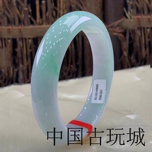 缅甸翡翠色玉手镯冰种阳绿手镯浅绿飘花正圈玉镯旺夫圆镯玉石少女