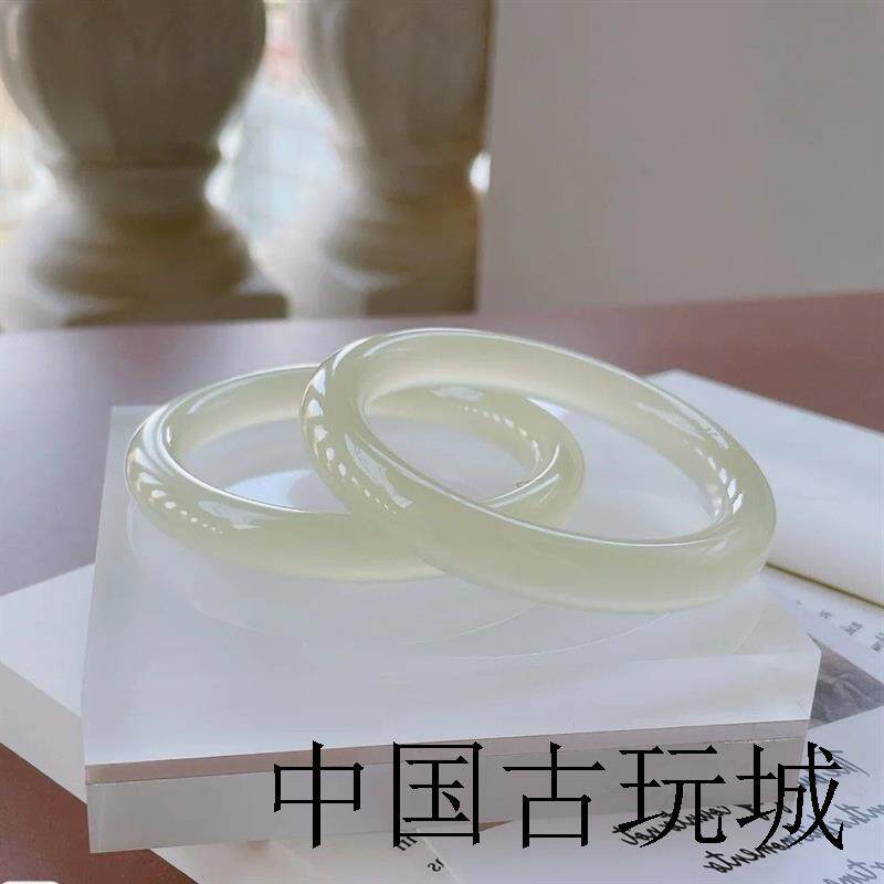 冰种蚕丝玉圆条美人镯货蚕丝玉手镯猫眼玉镯阿富汗玉冰种玉镯送礼