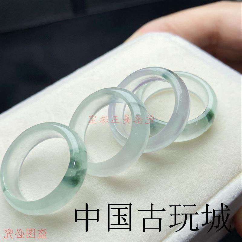 缅甸翡翠色飘花冰种高端款戒指戒圈男女款附玉戒指情侣戒时尚饰品