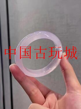 精品玛瑙通透藕粉色玉髓手镯女款饰品玉玛瑙镯子扁条饰品送礼品